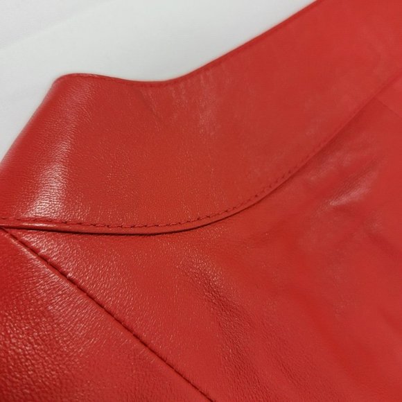 Tess Exotic Leather Jacket Size Small Red 100% Sheepskin Zip Solid UNIQUE RARE - Picture 16 of 16